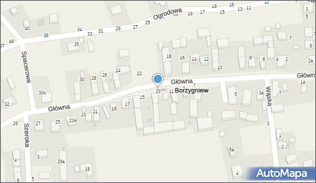 Borzygniew, Główna, 13, mapa Borzygniew