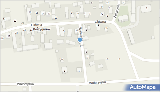 Borzygniew, Główna, 3, mapa Borzygniew