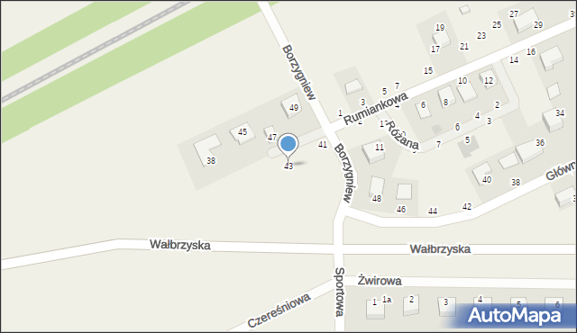 Borzygniew, Główna, 43, mapa Borzygniew