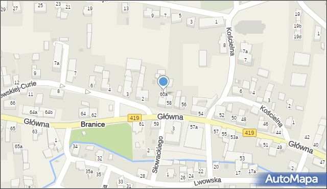 Branice, Główna, 60a, mapa Branice