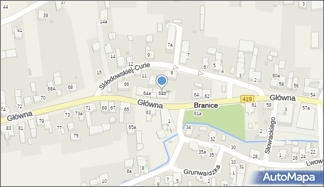 Branice, Główna, 64b, mapa Branice
