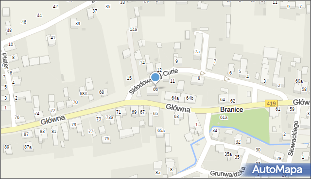 Branice, Główna, 66, mapa Branice