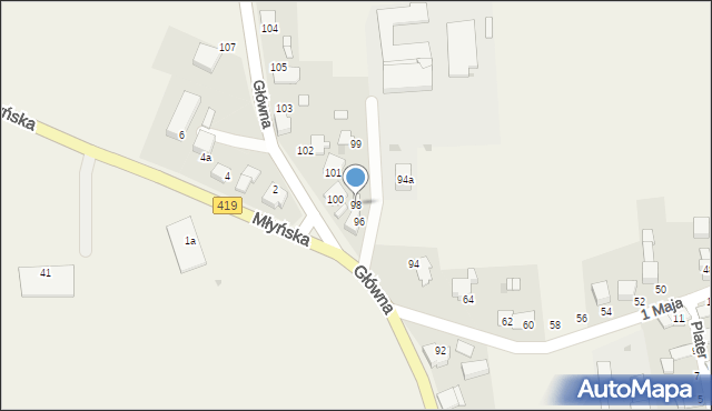 Branice, Główna, 98, mapa Branice