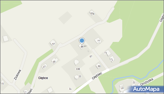 Brenna, Głębiec, 65, mapa Brenna