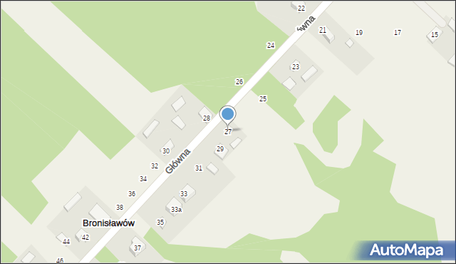 Bronisławów, Główna, 27, mapa Bronisławów