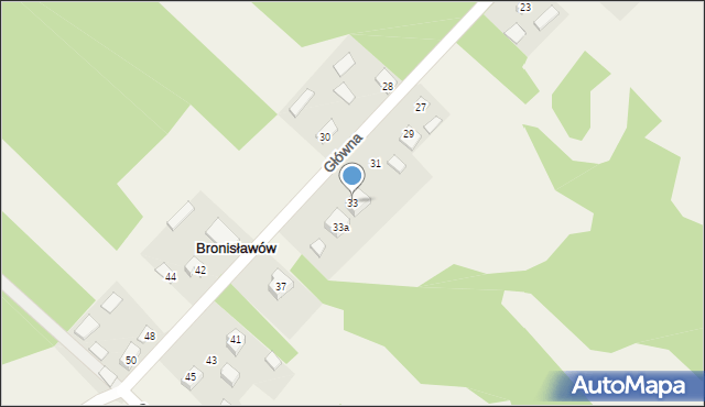 Bronisławów, Główna, 33, mapa Bronisławów