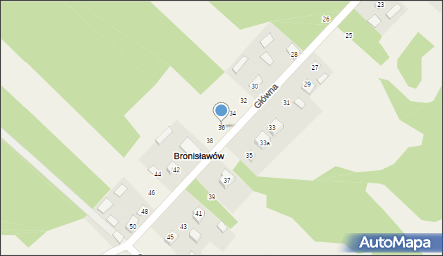Bronisławów, Główna, 36, mapa Bronisławów