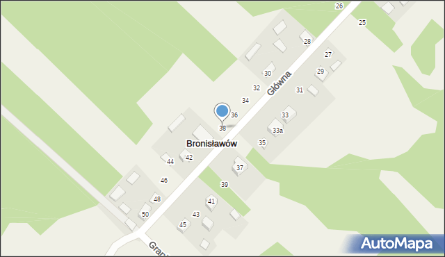 Bronisławów, Główna, 38, mapa Bronisławów