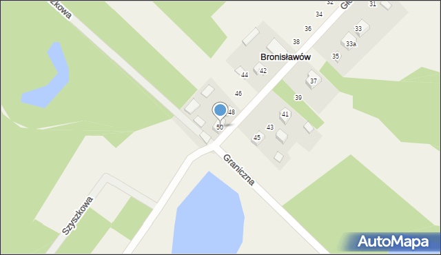 Bronisławów, Główna, 50, mapa Bronisławów