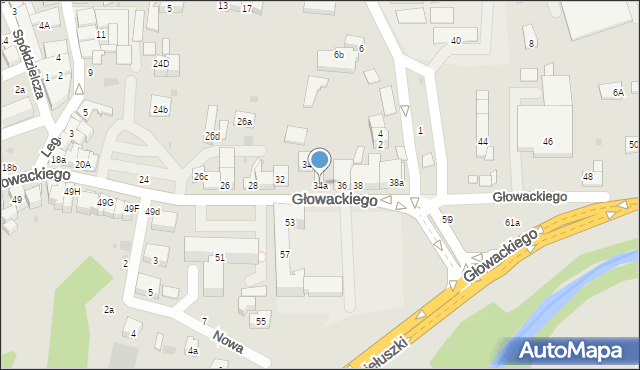 Brzesko, Głowackiego Bartosza, 34a, mapa Brzesko
