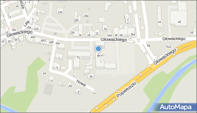 Brzesko, Głowackiego Bartosza, 57, mapa Brzesko