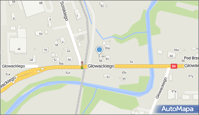 Brzesko, Głowackiego Bartosza, 58a, mapa Brzesko