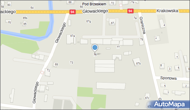 Brzesko, Głowackiego Bartosza, 75, mapa Brzesko