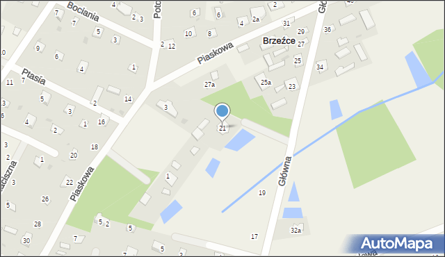 Brzeźce, Główna, 21, mapa Brzeźce