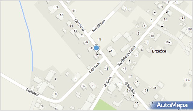 Brzeźce, Gliwicka, 45, mapa Brzeźce