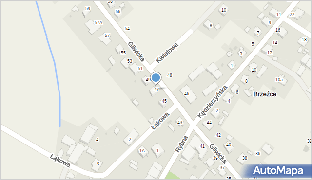 Brzeźce, Gliwicka, 47, mapa Brzeźce