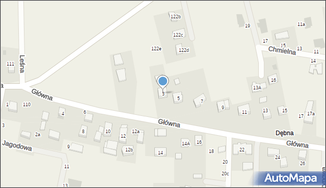 Brzezia Łąka, Główna, 3, mapa Brzezia Łąka