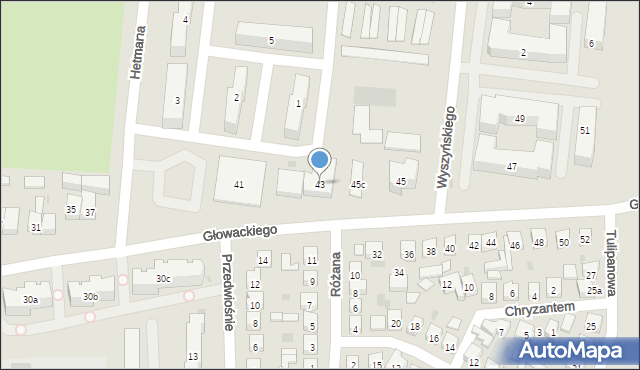 Brzeziny, Głowackiego Bartosza, 43, mapa Brzeziny