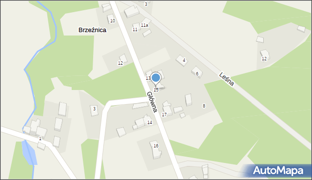 Brzeźnica, Główna, 15, mapa Brzeźnica