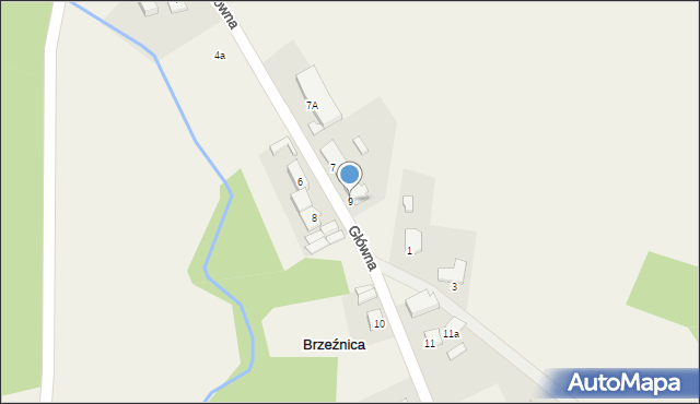 Brzeźnica, Główna, 9, mapa Brzeźnica