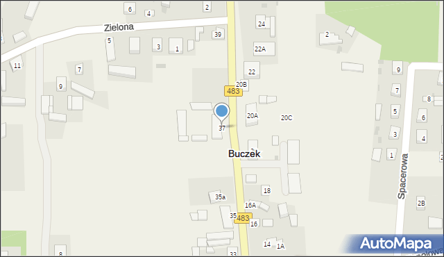 Buczek, Główna, 37, mapa Buczek