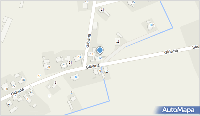 Budziska, Główna, 12, mapa Budziska
