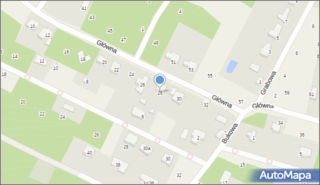 Bukowiec, Główna, 28, mapa Bukowiec