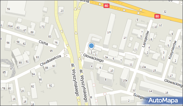 Bydgoszcz, Głowackiego Bartosza, 1, mapa Bydgoszczy
