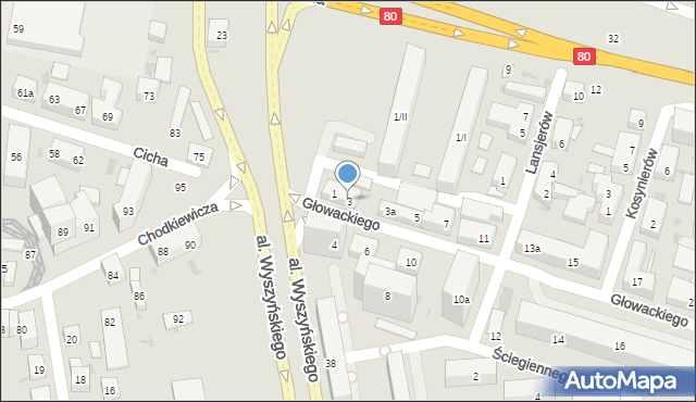 Bydgoszcz, Głowackiego Bartosza, 3, mapa Bydgoszczy