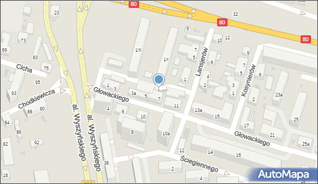 Bydgoszcz, Głowackiego Bartosza, 7a, mapa Bydgoszczy