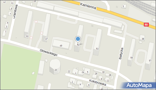 Bydgoszcz, Głowackiego Bartosza, 51, mapa Bydgoszczy