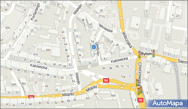 Bytom, Głęboka, 3, mapa Bytomia