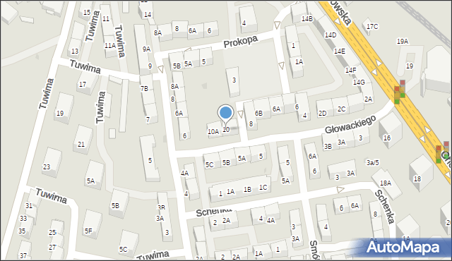 Bytom, Głowackiego Bartosza, 10, mapa Bytomia