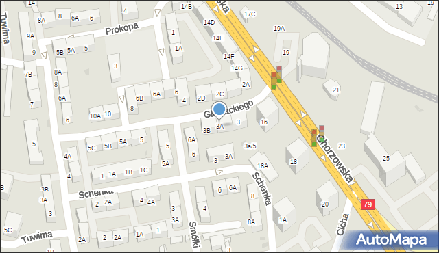 Bytom, Głowackiego Bartosza, 3A, mapa Bytomia