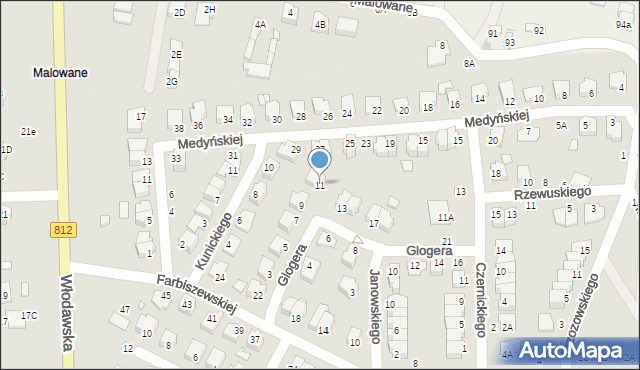 Chełm, Glogera Zygmunta, 11, mapa Chełma