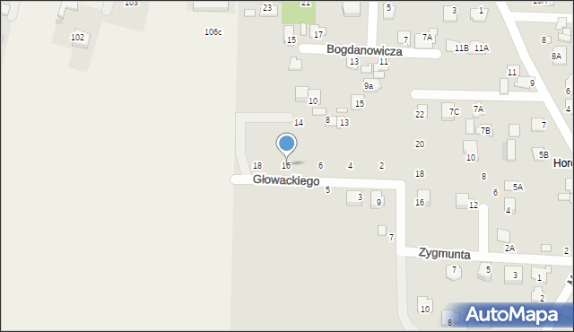 Chełm, Głowackiego Władysława, 16, mapa Chełma