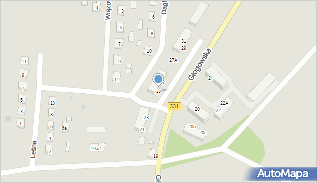 Chocianów, Głogowska, 25, mapa Chocianów