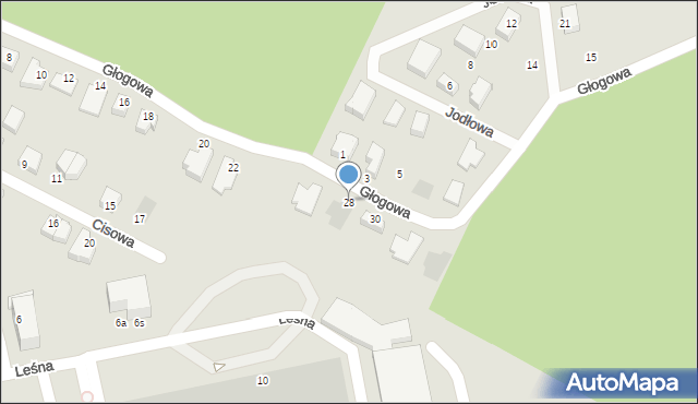 Chojnice, Głogowa, 28, mapa Chojnic