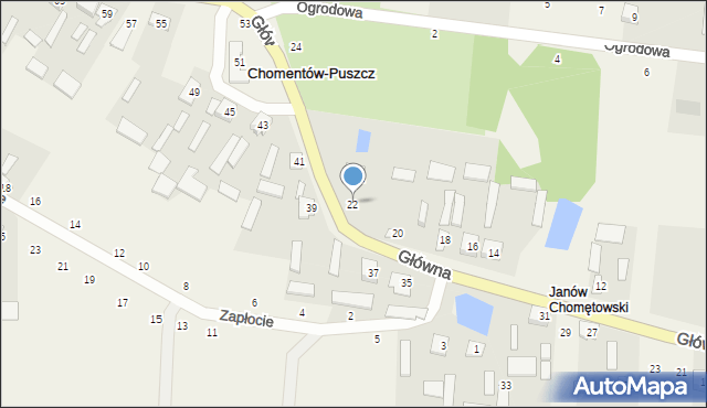 Chomentów-Puszcz, Główna, 22, mapa Chomentów-Puszcz