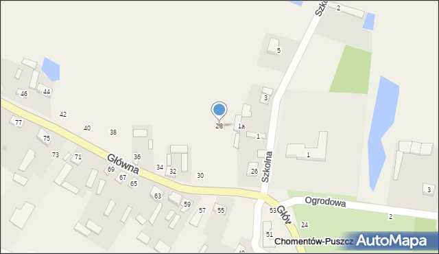 Chomentów-Puszcz, Główna, 28, mapa Chomentów-Puszcz