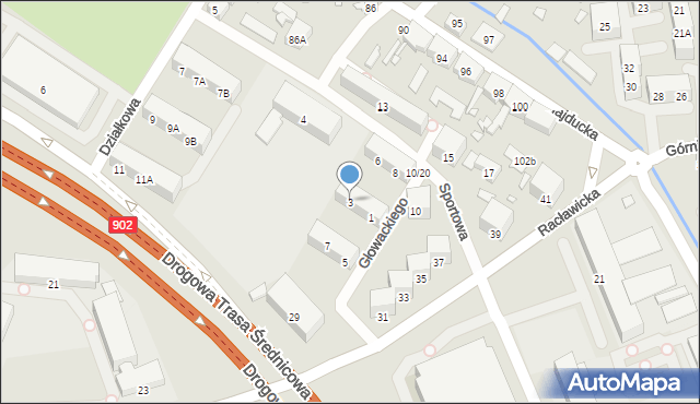 Chorzów, Głowackiego Bartosza, 3, mapa Chorzów