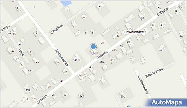 Chwałowice, Główna, 47, mapa Chwałowice