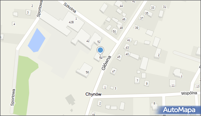 Chynów, Główna, 54, mapa Chynów