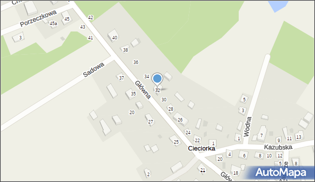 Cieciorka, Główna, 32, mapa Cieciorka