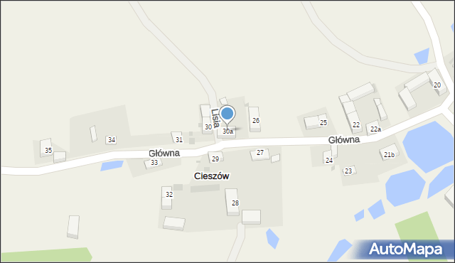 Cieszów, Główna, 30a, mapa Cieszów