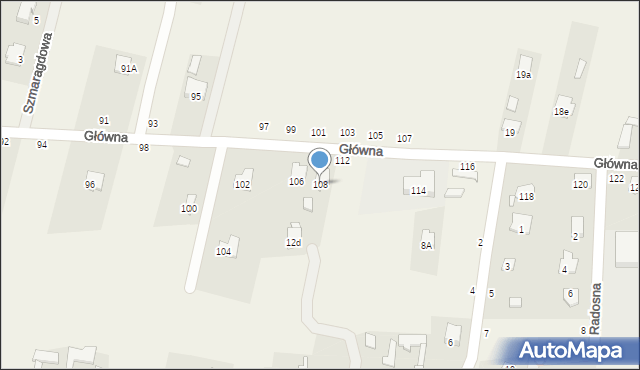 Cisie, Główna, 108, mapa Cisie