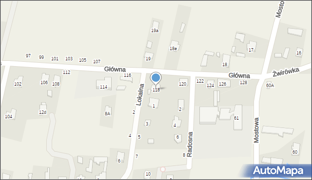 Cisie, Główna, 118, mapa Cisie