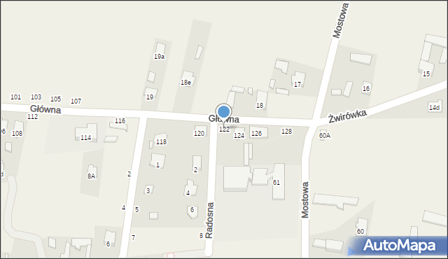 Cisie, Główna, 122, mapa Cisie
