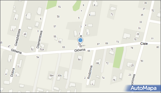 Cisie, Główna, 65, mapa Cisie
