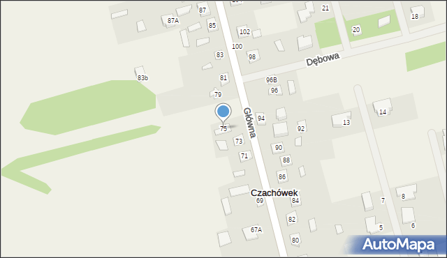 Czachówek, Główna, 75, mapa Czachówek